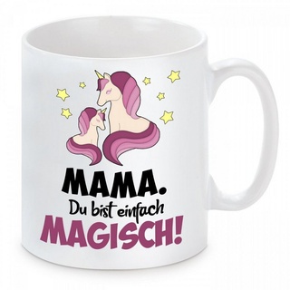 Herzbotschaft Tasse Kaffeebecher mit Motiv Mama, Du bist magisch, Keramik, Kaffeetasse spülmaschinenfest und mikrowellengeeignet