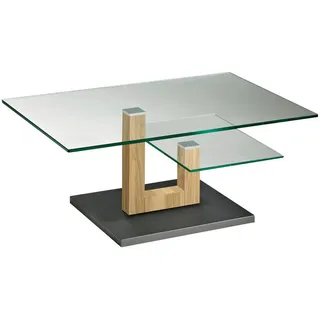 Novel Couchtisch, Anthrazit, Eiche, Holz, Glas, Eiche, massiv, rechteckig, Bodenplatte, 60x43x90 cm, Wohnzimmer, Wohnzimmertische, Couchtische, Couchtische Glas