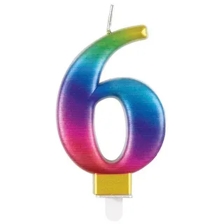 Unique Industries Inc. Geburtstagskerze Zahlenkerze Regenbogen #6