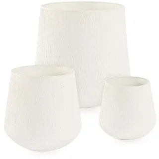 Outdoor-Vase Kenar 3er-Set aus Metall, modern handgefertigt, Weiß, für innen und außen