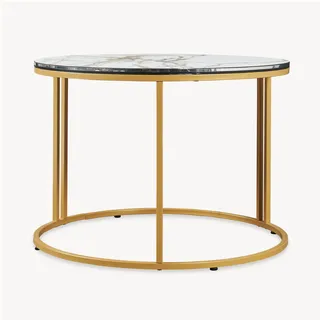 [en.casa] Aulum Weiß/Gold Marmor 50 x 80 x 50 cm