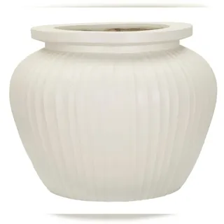 Mauro Ferretti Moderne Vase "Chil" aus cremefarbenem MGO – Ø 48 x 38 cm, geschwungene Form mit geriffelten Oberflächen – Dekorative Vase für den Innenbereich