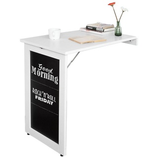 SoBuy Klapptisch FWT20, Wandtisch in weiß mit Tafel Esstisch Küchentisch Memoboard weiß