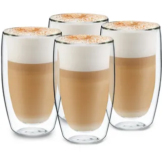 Klarstein GLASWERK Carajillo doppelwandige Thermogläser 450 ml) Cappuccino Tassen - Borosilikatgläser - Teegläser spülmaschinengeeignet Kaffeetassen Set