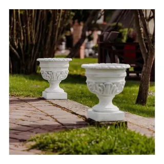 gartendekoparadies.de Pflanzkübel Pflanzpokale Pflanzgefäß, H. 45 cm, 9 Liter, 27 kg, Frostsicher grau