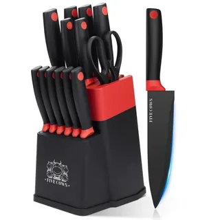 LuxusKollektion Messerblock Messerblock Set 14tlg Rot Selbstschärfend