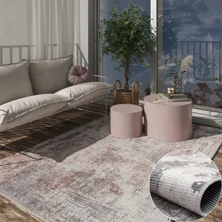MY-RUG Outdoor Teppich 120 x 180 cm | Vorzeltteppich Campingteppich | Wetterfester, waschbarer Outdoorteppich für Balkon, Terrasse, Vorzelt | Washable Outdoor Carpet | Ishaan grau braun terrakotta