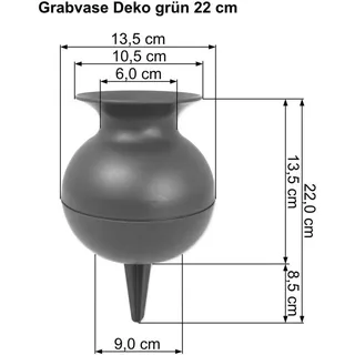 Grabvase Kugelform ca. 22 cm, grün - Grün