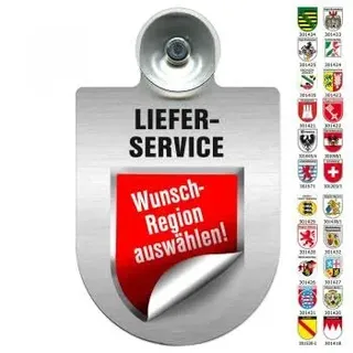 Einsatzschild Windschutzscheibe incl. Saugnapf - LIEFERSERVICE - 309798 Farbe Region Hessen