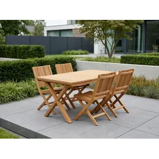 Brafab Julita Gartenmöbel-Set 1, 5-teilig, Teak natur, 4 Sessel und 1 Tisch 150x90cm
