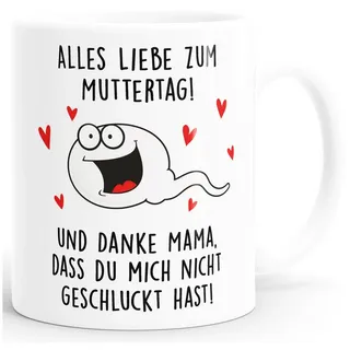 MoonWorks Tasse Kaffee-Tasse Danke dass du mich nicht geschluckt hast Geschenk Mama, Keramik weiß