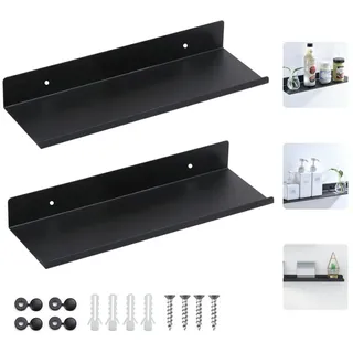 SCHYIDA 2 Stück Wandboard Schwarz Metall Schweberegal Wand 30cm Wandregal Matt Regal Schwarz Matt Schwarzes Metallregal Schwebendes Hängeregal Schwarz küchenregal für Dekos Bilderrahmen Badezimmer