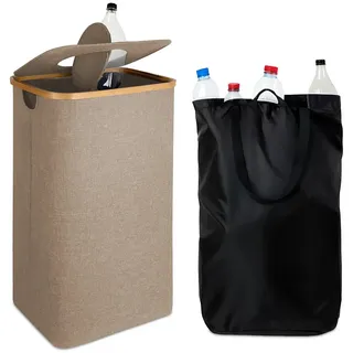 Relaxdays Pfandflaschen Sammelbehälter 100 l Beige