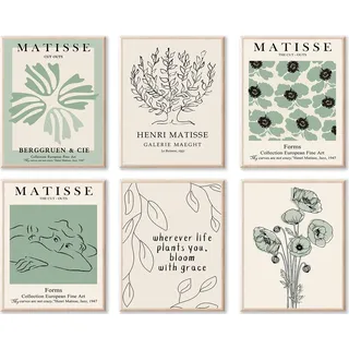 Salbeigrün Matisse Wandkunstdrucke, abstrakte Matisse-Poster, grüne Wanddekoration, minimalistische Blumenmarkt-Blumen-Wandkunstdrucke, grüne Leinwand, Matisse-Gemälde, Bilder für ästhetische Zimmer,
