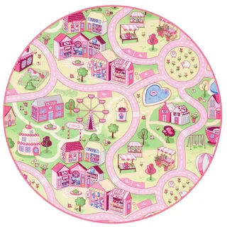 Snapstyle Girls Village Kinderteppich Ø 133 cm Rosa