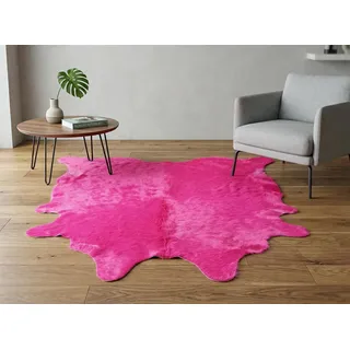 generisch Premium Kuhfell in Pink/Fuchsia – Echtfell Teppich | ca. 190 x 180 cm | Handverlesenes Rinderfell, | Weich, robust & dekorativ | Perfekt für Wohnzimmer, Schlafzimmer & Boutique-Deko