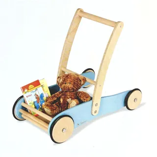 Pinolino Lauflernwagen „Uli“ Blau - Massiv, Buche Gummierte Holzräder Bremse