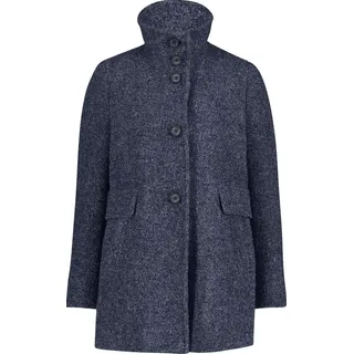 Gil Bret Damen Wollbouclé Jacke leicht tailliert Stehkragen Knopfleiste 78 cm Gesamtlänge - Blau - 48