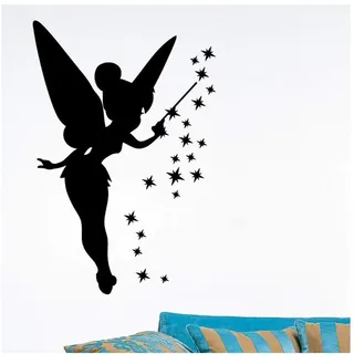 Ambiance Wandtattoo, Fee und Sterne, 75 x 50 cm, Schwarz