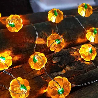 LED Lichterkette,Kürbis Lichterkette 2m,Kürbis Herbst Deko, Kürbisse Herbst Lichterketten,Erntedankfest Herbstdeko,Herbstdekorationen Halloween,für Karneval,Fasching,Mottoparty,Halloween