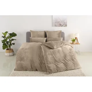 Bettwäsche OTTO HOME "Desner3, besonders weich im Griff, Cashmere-Touch", beige, B/L: 135cm x 200cm, 1 Stk., 1 Stk., Fleece, B/L: 80cm x 80cm, 2, Fleece, Obermaterial: 100% Polyester, Bettwäsche, Bettwäsche, Bettwäsche mit Reißverschluss, Topseller