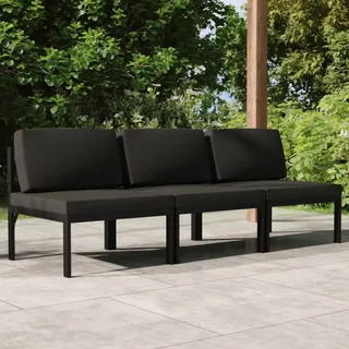 Prolenta Premium Gartensofa 3-Sitzer mit Kissen Aluminium Anthrazit