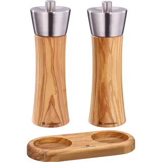 ZASSENHAUS Serie Augsburg Pfeffermühle und Salzmühle im Set 18 cm Untersetzer