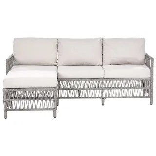 Beliani Gartensofa 3-Sitzer Polyrattan grau/beige