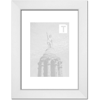 Echtholz-Bilderrahmen Franziska Weiß 70 x 100 cm Echtglas klar 2mm hochwertig kantig schlicht