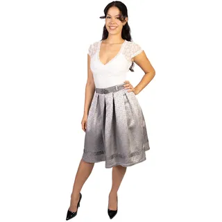 Trachtl Giselle Faltenrock mit Gürtel Dirndl Rock Trachtenrock Oktoberfest RÖCKE Knielang Midi (Orginal TRACHTL) gr.34-44 (40) (Grau/Schwarz) - 40
