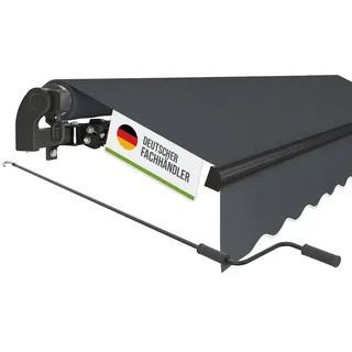 empasa manuelle Gelenkarmmarkise Markise Start | Sonnenmarkise Sonnenschutz Alu / Polyester komplett vormontiert, Farbe:anthrazit, Größe:250 x 200 cm