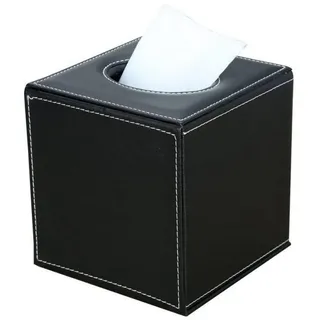 LuxusKollektion Kosmetikbox Kosmetiktücherbox Quadratisch Schwarz PU Leder