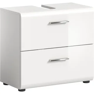 xonox.home Waschbeckenunterschrank 2 Schubladen 60 x 54 x 30 cm Weiß Hochglanz