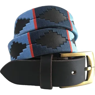CARLOS DIAZ Herren Damen Premium Unisex Braunes Leder Bestickt Designer Polo Gürtel (120 cm/ 46-48 Inches) - 120 cm / 44" | Men: EU54 Women: EU50