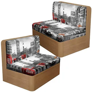 Treer Sitzbezug für Wohnwagen, Stretch Bezüge für Wohnwagenpolster Sofa Sitzkissenbezug für Schonbezug rutschfeste Elastische Sofa Sitzbezug für Wohnmobile, Innenbereich (Rote Telefonzelle)