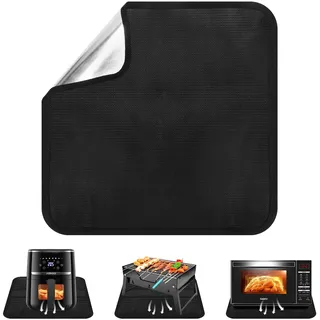 Feuerfeste Unterlage 30x30 cm,Hitzeschutzmatte Schwarz,Unterlage Hitzebeständig bis 1000°C,Grillunterlage,Brandschutzmatte,Feuerfeste Matte Hitzebeständig BBQ Grillmatte für Fireplace Lawn Camping