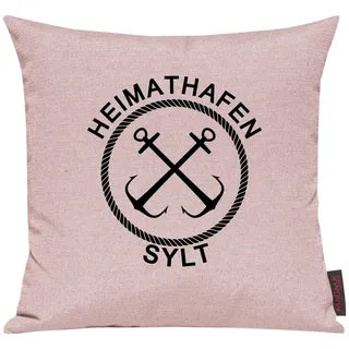 Shirtinstyle Sofakissen Heimathafen Sylt, Kissen, Meer, Heimatort, Stadt, Urlaub, Größe 40 x 40cm, Farbe Altrose