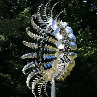 NAPQUINA Windmühle aus Metall, Einzigartige und magische WindmüHlen Windrad Garten Rostfrei, Gartenstecker Windspiel, für Terrasse Rasen und Garten Dekoration