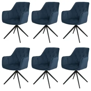 MCW Esszimmerstuhl MCW-L80 Stoff blau 6er Set