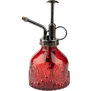 HSTWODE 1 Stück Glas-Pflanzen-Sprühflasche, Fortschrittlich Blumen Zerstäuber Drucksprüher, Glas-Cameo-Sprühsprinkler, Spritzer Gießkanne für Gartenpflanzen Indoor Haus Balkon Kleiner (Rot)