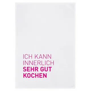 17;30 Hamburg Geschirrtuch mit Spruch "ICH KANN INNERLICH GUT KOCHEN" weiß