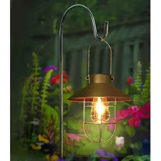 Hängende Solarlaterne Mit Hirtenhaken, Vintage, Solarbetrieben