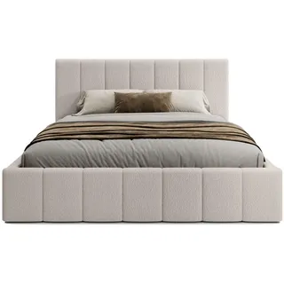 FEDVE Polsterbett Creme Textil, 140x200 cm, Schlafzimmer Betten, Polsterbetten