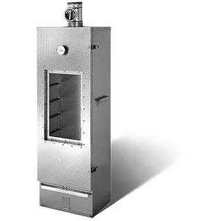 SMOKI Räucherofen Geprägter Edelstahl doppelwandig isoliert mit Sichtfenster – Räucherschrank 120x39x33cm für Fisch, Fleisch & Schinken – Smoker für Holz, Kohle, Gas & Elektroheizung