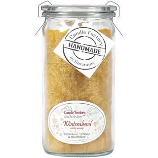 Candle Factory Mini Jumbo Duftkerze aus pflanzlichem Stearin im hitzebeständigen Glas der Marke Weck®, ca. 70h Brennzeit, Duft: Winterabend