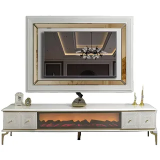 Xlmoebel TV-Board Luxusmöbel-Set mit TV-Panel, Sideboard und Kamin (Luxusmöbel-Set, 2 St., Anrichte mit TV-Panel), Hergestellt in Europa weiß