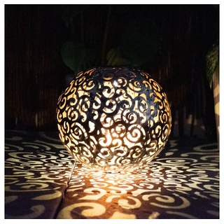 etc-shop LED Außen-Stehlampe, LED-Leuchtmittel fest verbaut, Warmweiß, Solarkugel für Außen Solarleuchte silberfarben Stecklampe Garten silberfarben