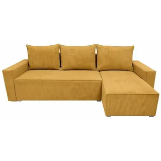 Ecksofa POTATO L-Form mit Schlaffunktion, Cordstoff Senfgelb Zoom 9 - Gelb