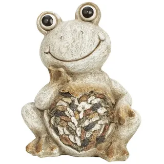 muchome Gartenfigur Frosch, grau-braun, Höhe 20cm aus Polyresin für Garten, Blumenbeete Figur (Frosch)
