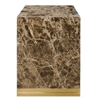 Casa Padrino Beistelltisch mit schwarz-grauem Marmor und goldenem Sockel 40 x 40 x H. 50 cm - Luxus Wohnzimmer Deko